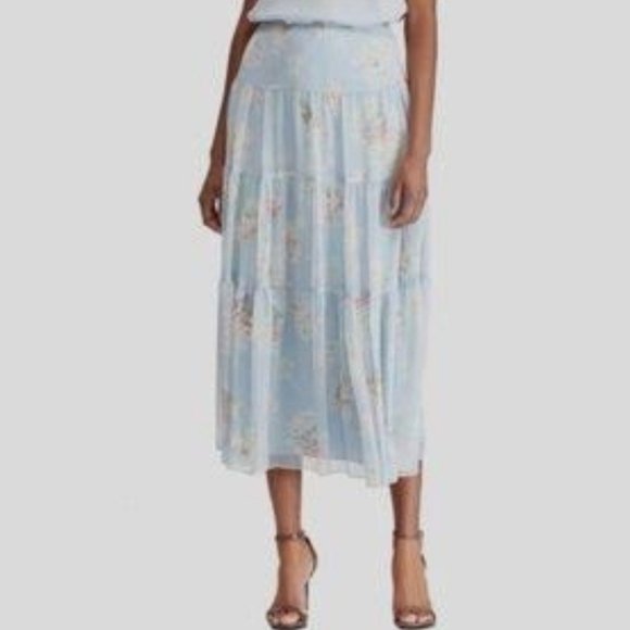 Lauren Ralph Lauren Dresses & Skirts - Lauren Ralph Lauren Colorful Floral Georgette Tiered Skirt. - Blue Floral Size 4
